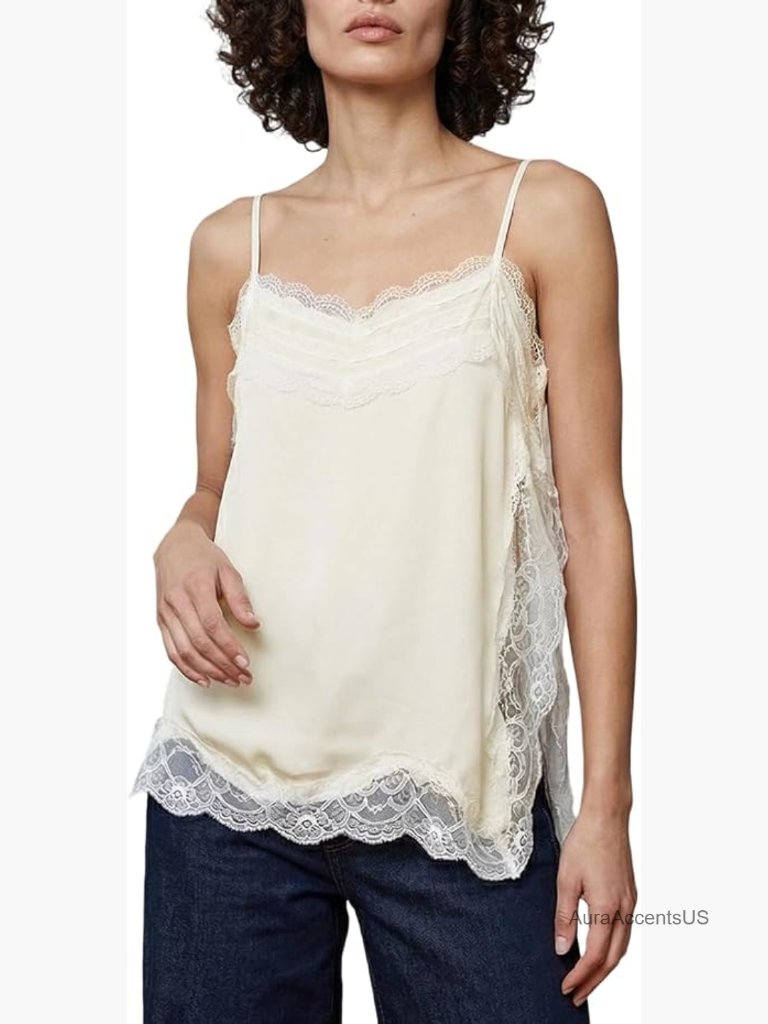 Long Lace Camisole Tank Tops Square Neck Side Split Flowy Cami Undershirt